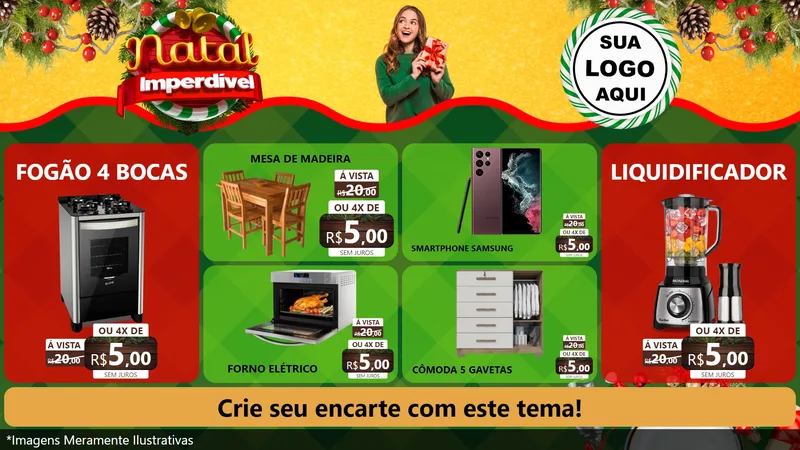 Modelo de TV para TV Horizontal com o tema Natal Imperdível para Móveis e Eletro