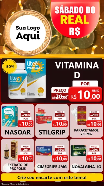 Modelo de Rede Social para Stories com o tema Sábado do Real para Farmácia