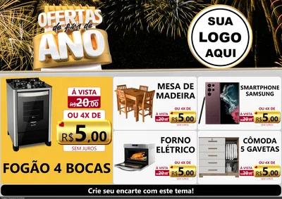 Modelo de Encarte para Encarte A4 Horizontal com o tema Ofertas de Fim de Ano para Móveis e Eletro
