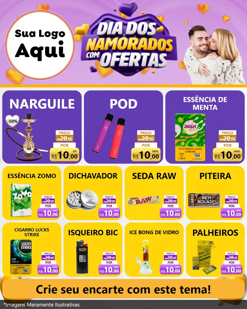 Modelo de Rede Social para Feed Instagram com o tema Dia Dos Namorados Com Ofertas para Tabacaria
