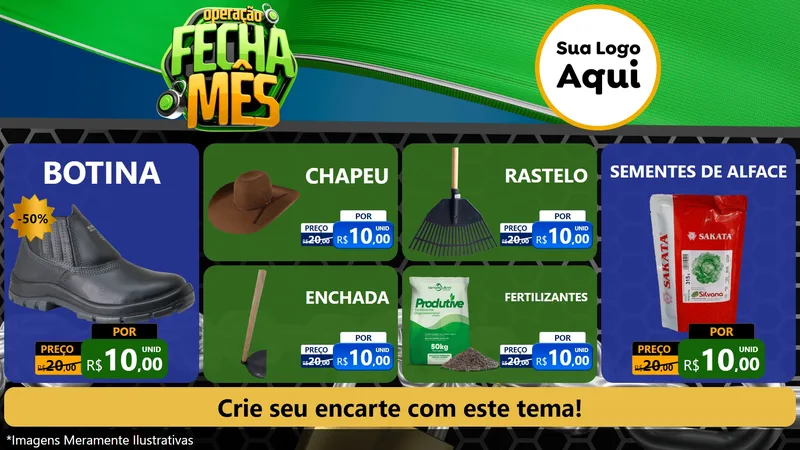 Modelo de TV para TV Horizontal com o tema Operação Fecha Mês para Agropecuária