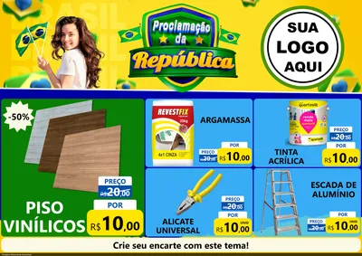 Modelo de Encarte para Encarte A4 Horizontal com o tema Proclamação da República para Material para Construção