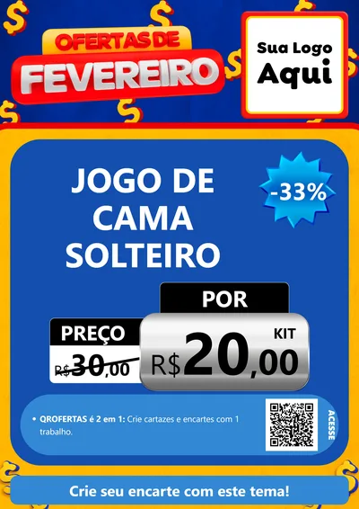 Modelo de Cartaz para Cartaz A4 Vertical com o tema Ofertas de Fevereiro para Cama, Mesa e Banho