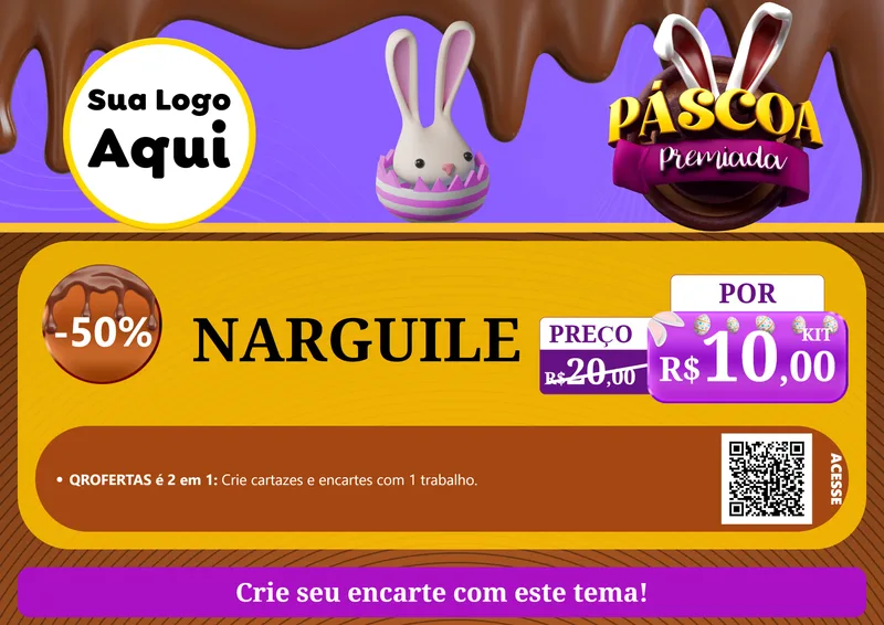 Modelo de Cartaz para Cartaz A4 Horizontal com o tema Páscoa Premiada para Tabacaria