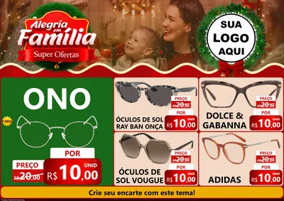 Modelo de Encarte para Encarte A4 Horizontal com o tema Alegria Em Família - Super Ofertas para Óticas
