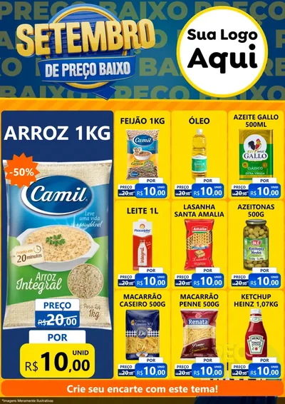 Modelo de Encarte para Encarte A4 Vertical com o tema Setembro De Preço Baixo para Supermercado