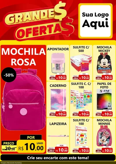 Modelo de Encarte para Encarte A4 Vertical com o tema Grandes Ofertas para Papelaria