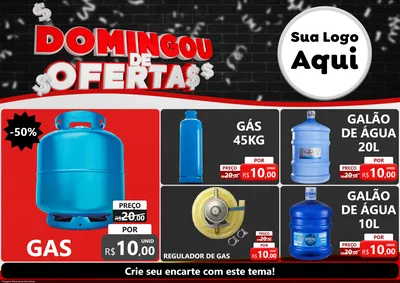 Modelo de Encarte para Encarte A4 Horizontal com o tema Domingou de Ofertas para Água e gás