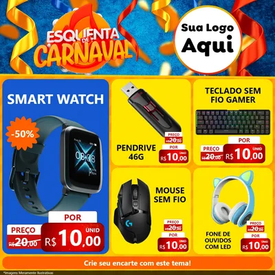 Modelo de Rede Social para Feed Facebook com o tema Esquenta de Carnaval para Informática