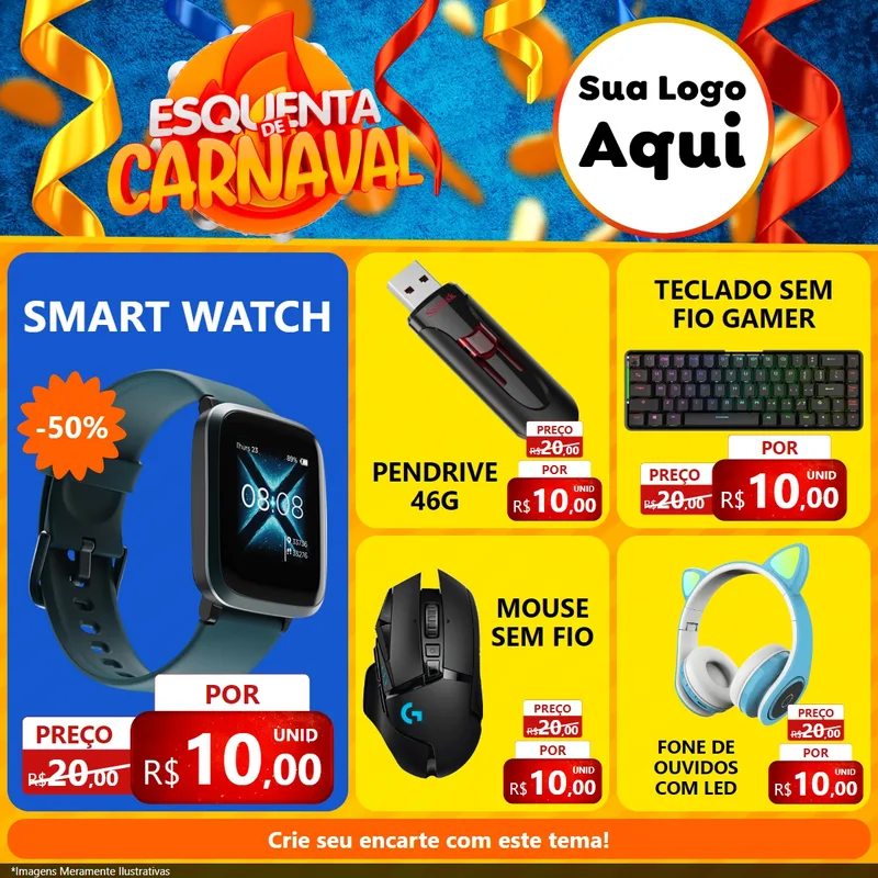 Modelo de Rede Social para Feed Facebook com o tema Esquenta de Carnaval para Informática