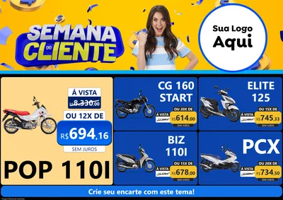 Modelo de Encarte para Encarte A4 Horizontal com o tema Semana do Cliente para Concessionaria de Motos