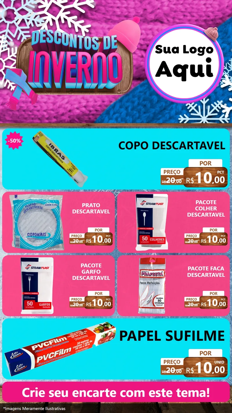 Modelo de TV para TV Vertical com o tema Descontos de Inverno para Embalagens