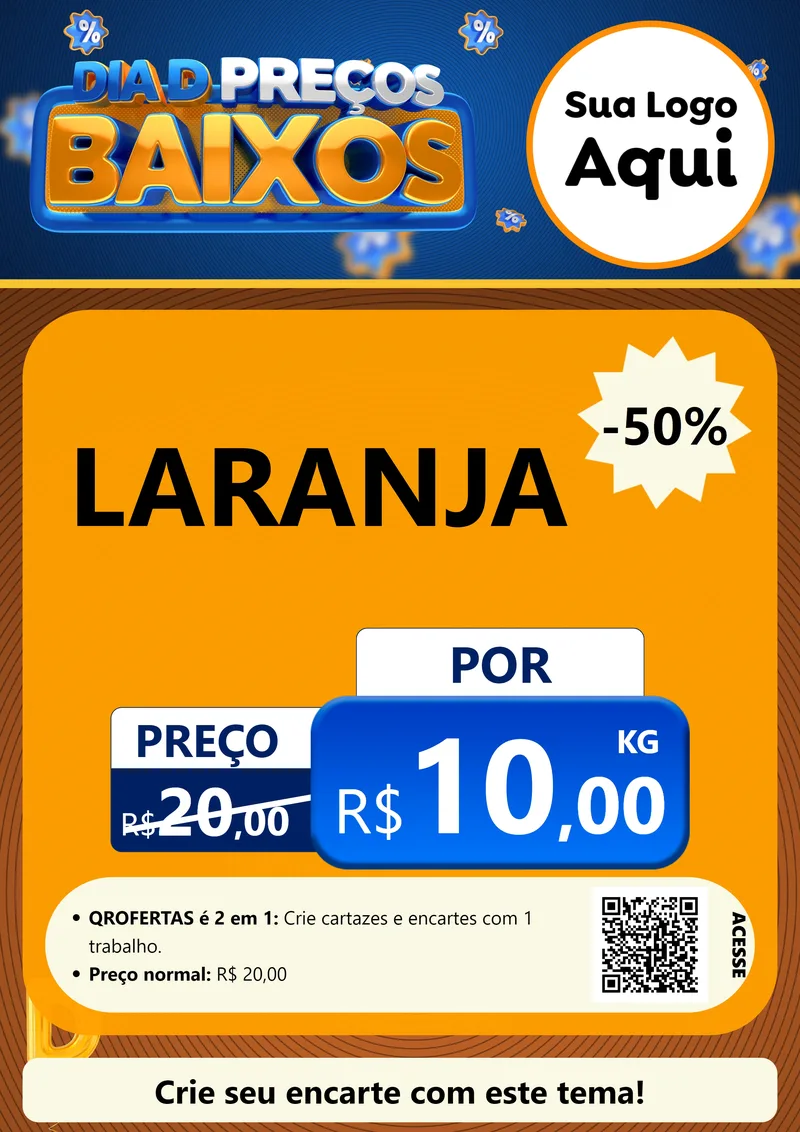 Modelo de Cartaz para Cartaz A4 Vertical com o tema Dia D Preço Baixo para Hortifrúti