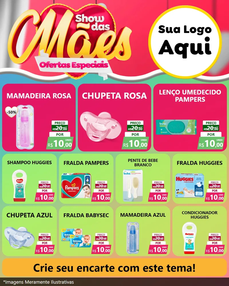 Modelo de Rede Social para Feed Instagram com o tema Show das Mães - Ofertas Especiais para Bebês