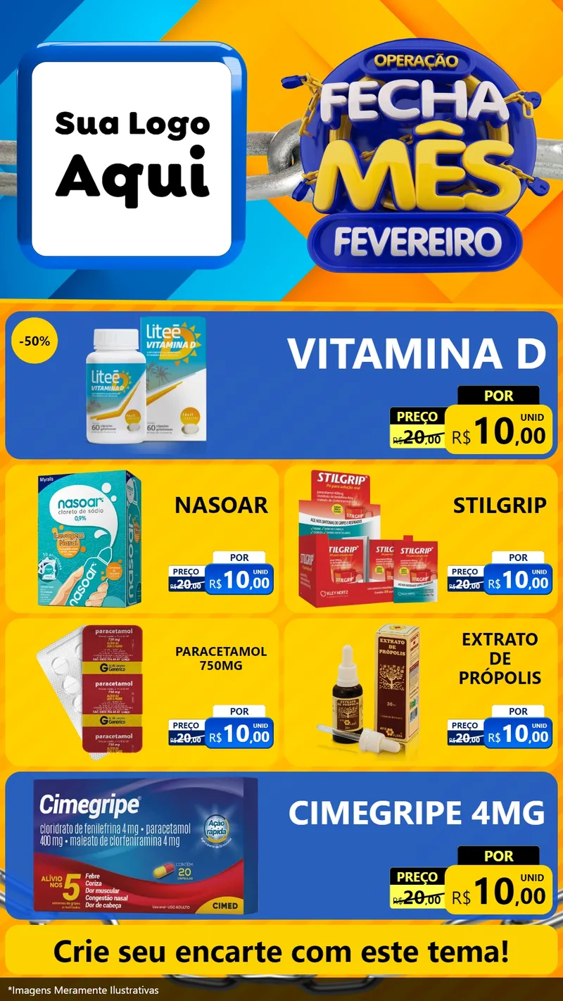 Modelo de TV para TV Vertical com o tema Operação Fecha Mês Fevereiro para Farmácia