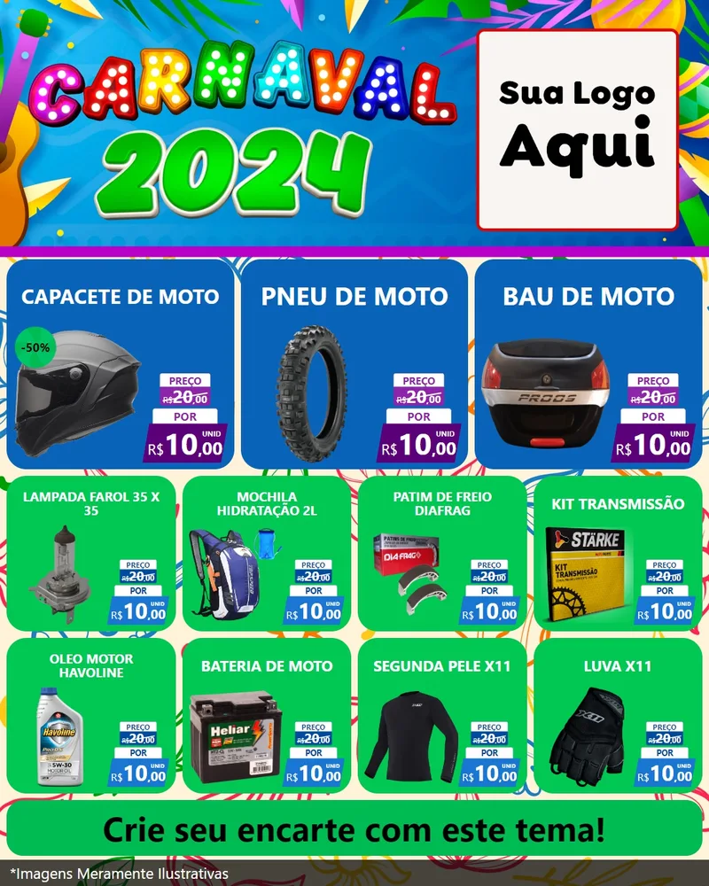 Modelo de Rede Social para Feed Instagram com o tema Carnaval 2027 para Moto peças