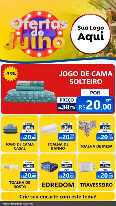 Modelo de Rede Social para Stories com o tema Ofertas de Julho para Cama, Mesa e Banho
