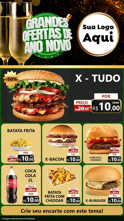 Modelo de Rede Social para Stories com o tema Grandes Ofertas de Ano Novo para Hamburgueria