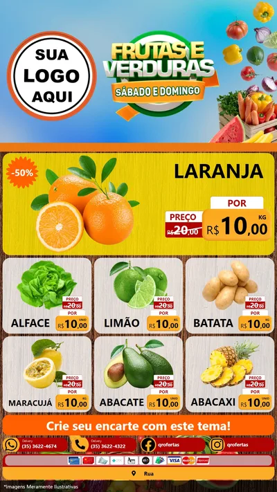 Modelo de Rede Social para Stories com o tema Frutas e Verduras Sábado e Domingo para Hortifrúti