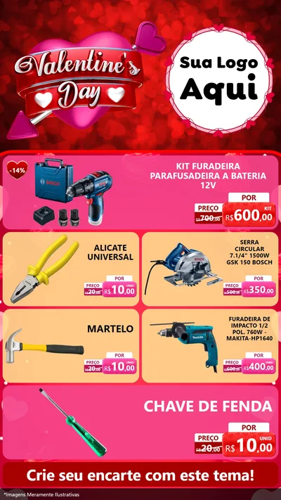 Modelo de TV para TV Vertical com o tema Valentine's Day para Maquinas e Ferramentas
