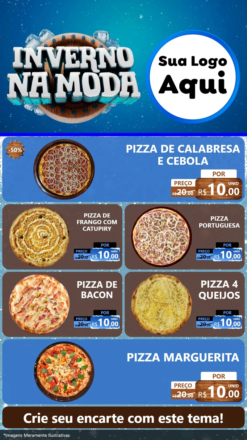 Modelo de TV para TV Vertical com o tema Inverno na Moda para Pizzaria