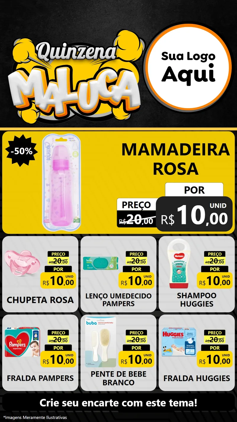 Modelo de Rede Social para Stories com o tema Quinzena Maluca para Bebês