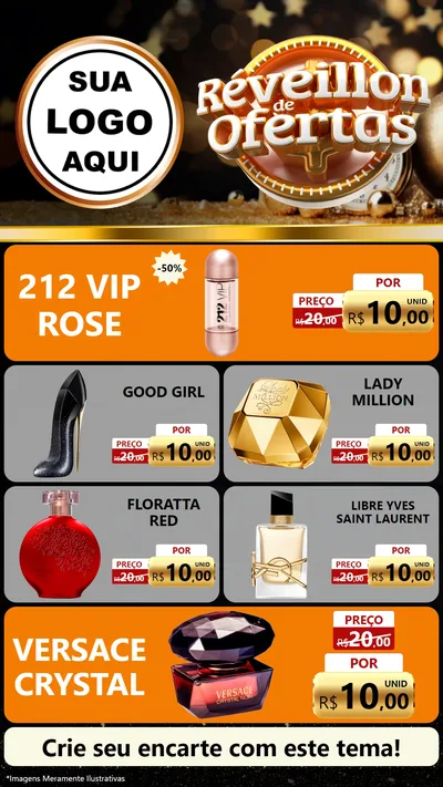 Modelo de TV para TV Vertical com o tema Réveillon de Ofertas para Perfumes