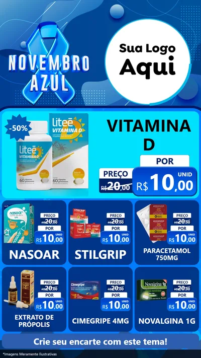 Modelo de Rede Social para Stories com o tema Novembro Azul para Farmácia