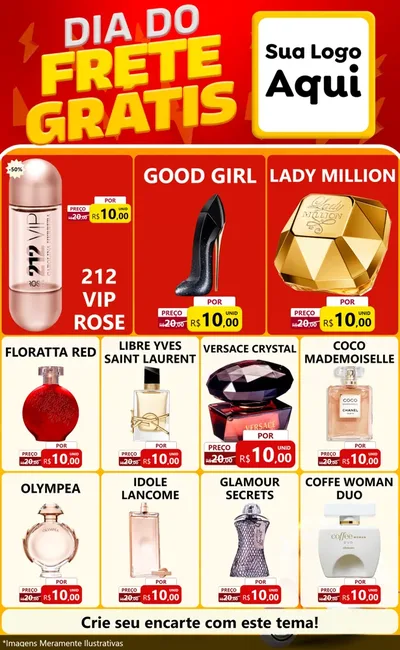 Modelo de Encarte para Encarte Grande com o tema Dia do Frete Grátis para Perfumes
