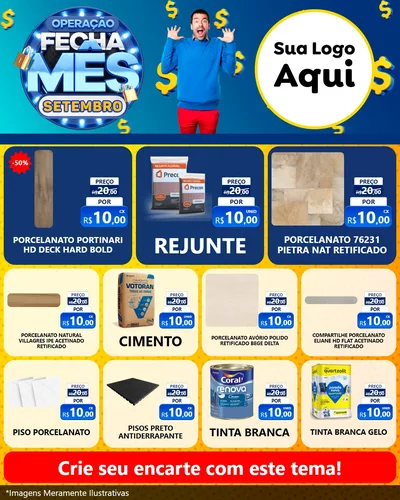 Modelo de Rede Social para Feed Instagram com o tema Operação Fecha Mês Setembro para Pisos e revestimentos
