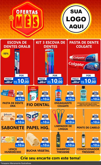 Modelo de Encarte para Encarte Grande com o tema Ofertas do Mês para Higiene Pessoal