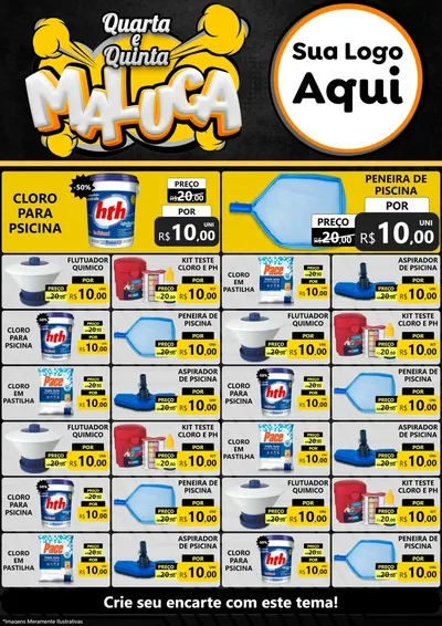 Modelo de Encarte para Encarte A4 Vertical com o tema Quarta e Quinta Maluca para Produtos para Piscina