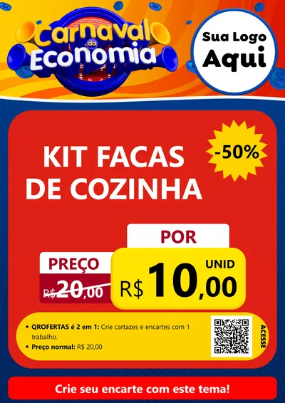 Modelo de Cartaz para Cartaz A4 Vertical com o tema Carnaval da Economia para Utilidades Domésticas