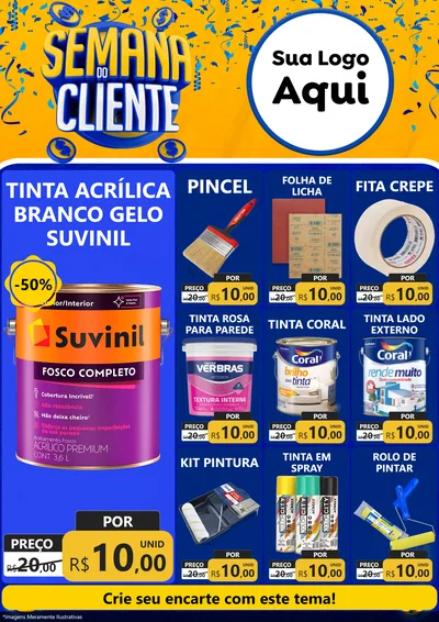 Modelo de Encarte para Encarte A4 Vertical com o tema Semana do Cliente para Tintas e Ferramentas