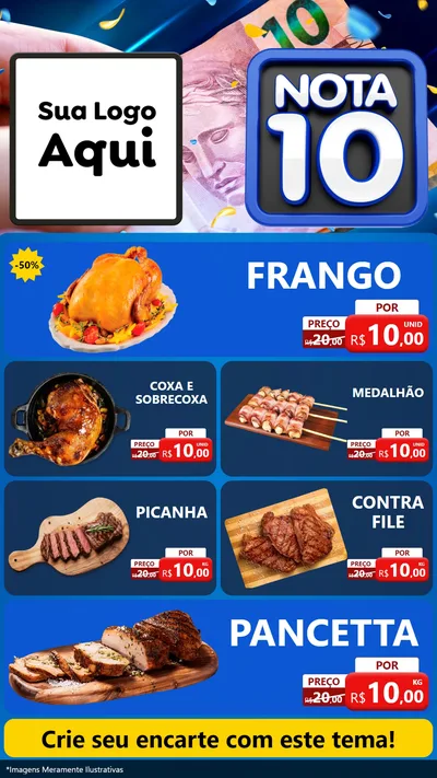 Modelo de TV para TV Vertical com o tema Nota 10 para Assados