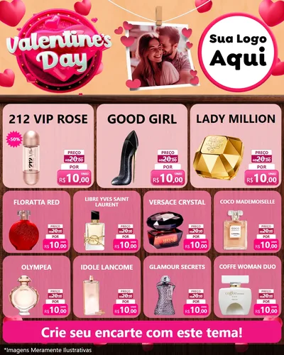 Modelo de Rede Social para Feed Instagram com o tema Valentine's Day para Perfumes