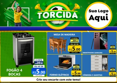 Modelo de Encarte para Encarte A4 Horizontal com o tema Torcida para Móveis e Eletro