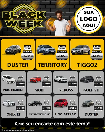 Modelo de Rede Social para Feed Instagram com o tema Black Week para Concessionaria de Carros