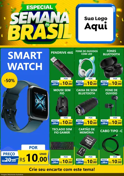 Modelo de Encarte para Encarte A4 Vertical com o tema Especial Semana do Brasil para Informática