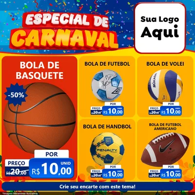 Modelo de Rede Social para Feed Facebook com o tema Especial de Carnaval para Artigos Esportivos