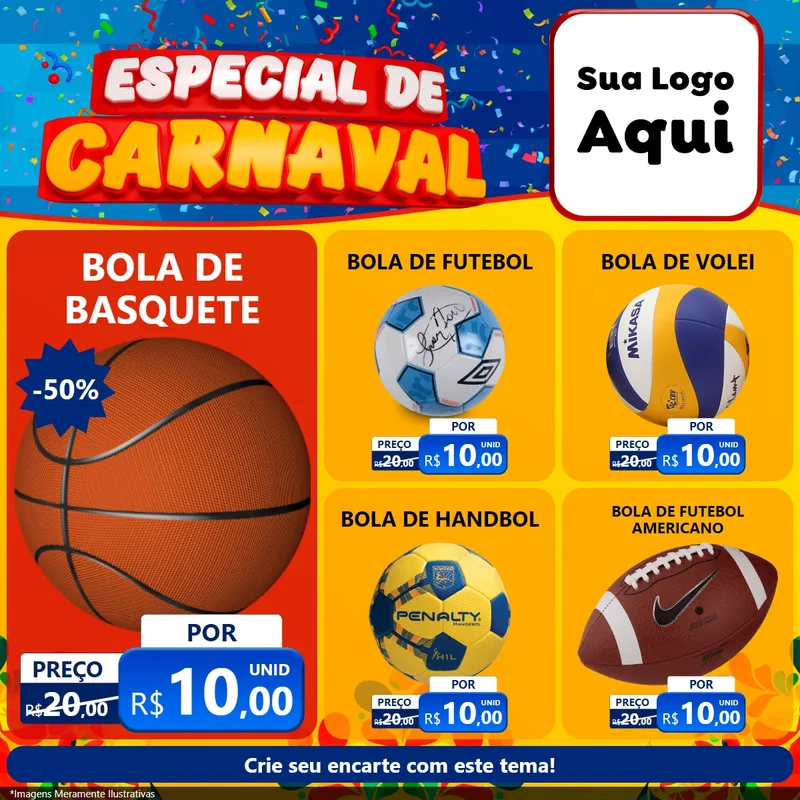 Modelo de Rede Social para Feed Facebook com o tema Especial de Carnaval para Artigos Esportivos