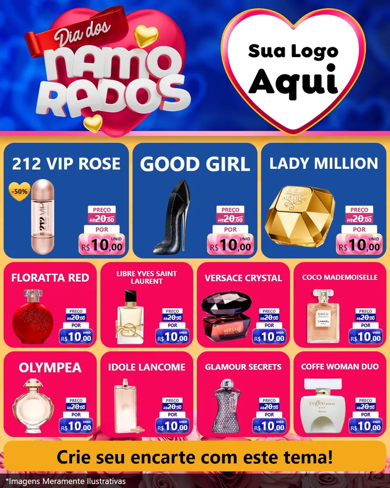 Modelo de Rede Social para Feed Instagram com o tema Dia dos namorados para Perfumes