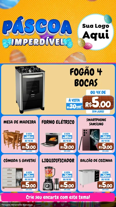 Modelo de Rede Social para Stories com o tema Páscoa Imperdível para Móveis e Eletro