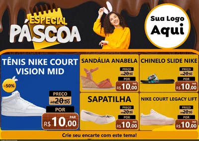 Modelo de Encarte para Encarte A4 Horizontal com o tema Especial Páscoa para Calçados