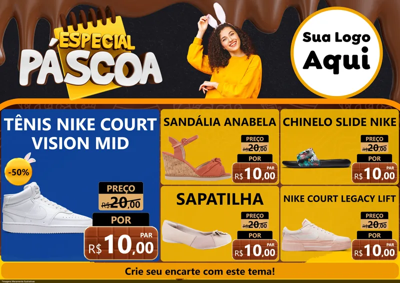 Modelo de Encarte para Encarte A4 Horizontal com o tema Especial Páscoa para Calçados