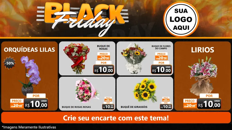 Modelo de TV para TV Horizontal com o tema Black Friday para Floricultura e jardim