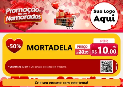 Modelo de Cartaz para Cartaz A4 Horizontal com o tema Promoção Dia dos Namorados para Frios e Laticínios