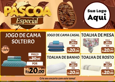 Modelo de Encarte para Encarte A4 Horizontal com o tema Páscoa Especial para Cama, Mesa e Banho