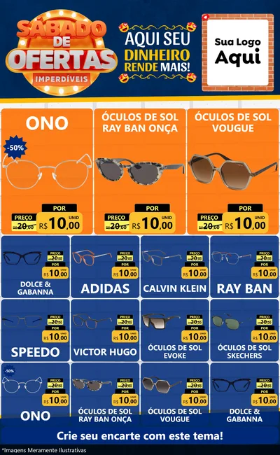 Modelo de Encarte para Encarte Grande com o tema Sábado de Ofertas Imperdíveis para Óticas