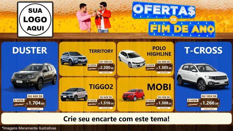 Modelo de TV para TV Horizontal com o tema Ofertas de Fim de Ano para Concessionaria de Carros